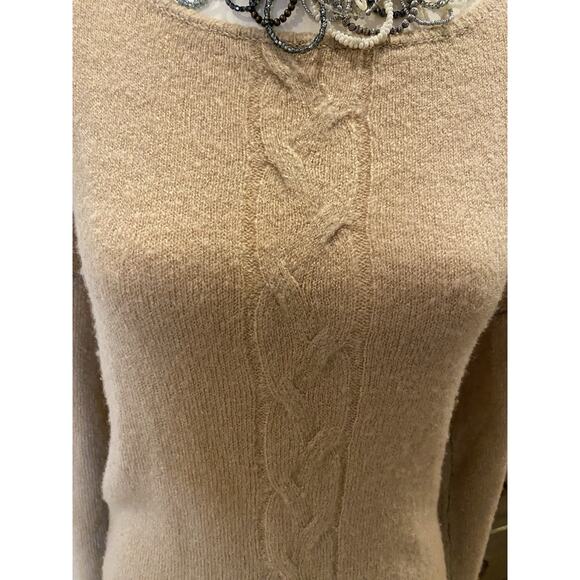Wet Seal Long Sleeve Backless Asymetrical Sweater S Beige Camel Tan - Picture 2 of 9